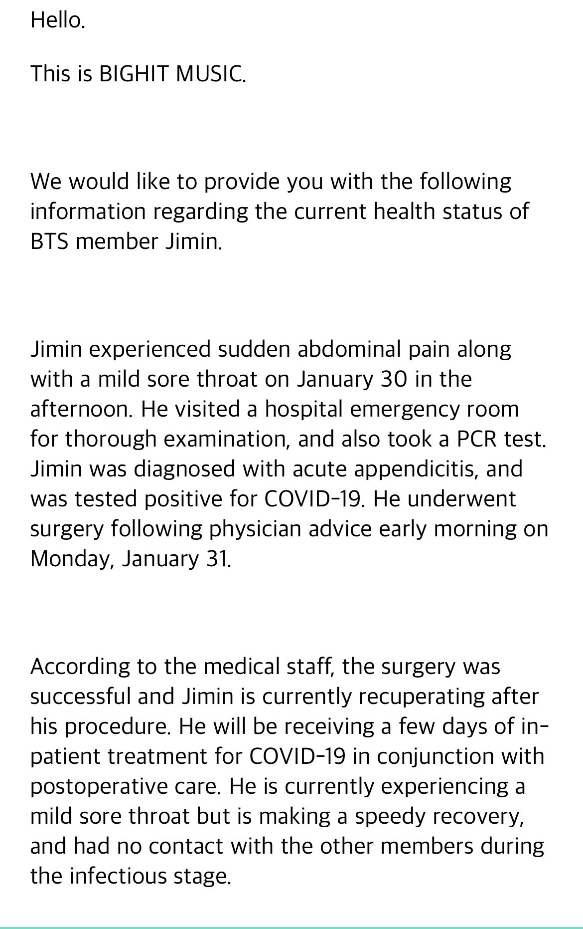 Jimin From Bts Tests Positive For Covid-19 After Operated For Acute Appendicitis, Yours Truly, News, April 1, 2023