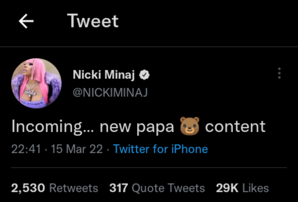 Nicki Minaj Shares Heartwarming New Clips Of Papa Bear, Yours Truly, News, October 4, 2022