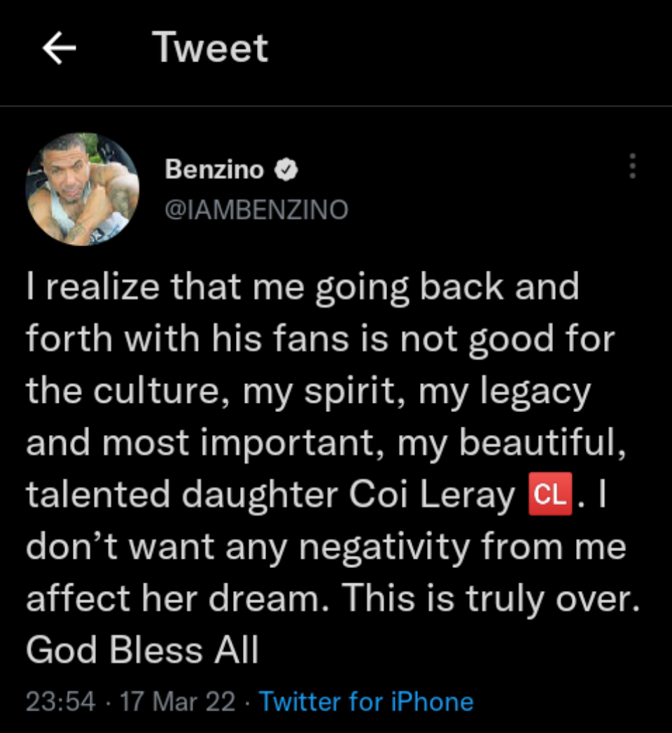 Benzino Officially Ends Beef With Eminem To Protect Coi Leray'S Dreams, Yours Truly, News, October 3, 2023