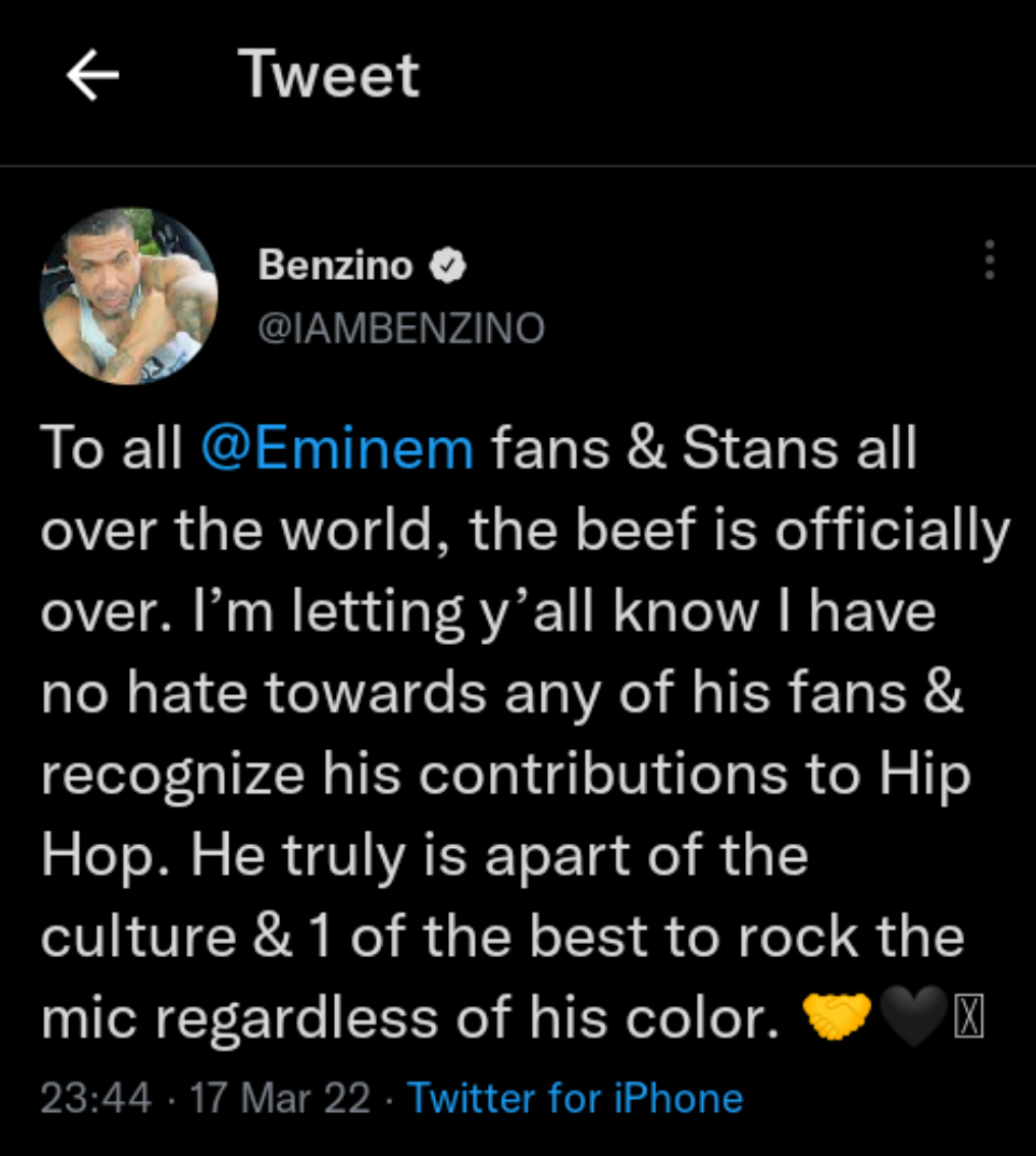Benzino Officially Ends Beef With Eminem To Protect Coi Leray'S Dreams, Yours Truly, News, October 3, 2023