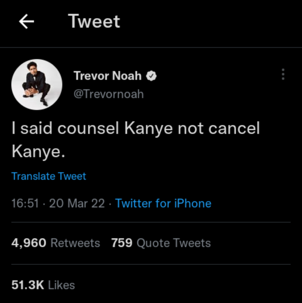 Trevor Noah Speaks On Kanye West Being Booted From Grammys Lineup, Yours Truly, News, November 30, 2023