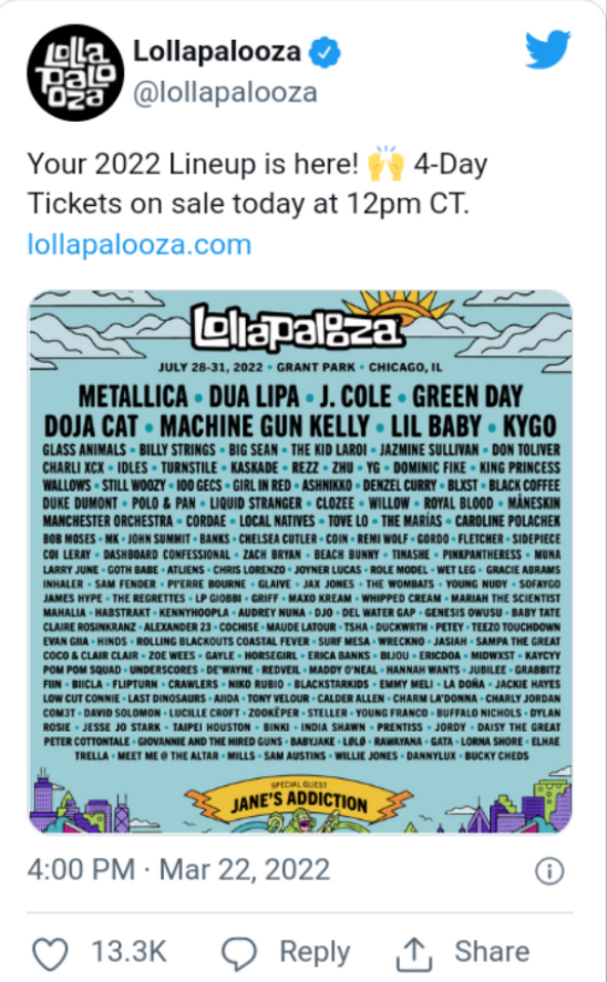 Lollapalooza Has Announced Its 2022 Lineup: J. Cole, Lil Baby, Doja Cat &Amp; And More, Yours Truly, News, September 26, 2023
