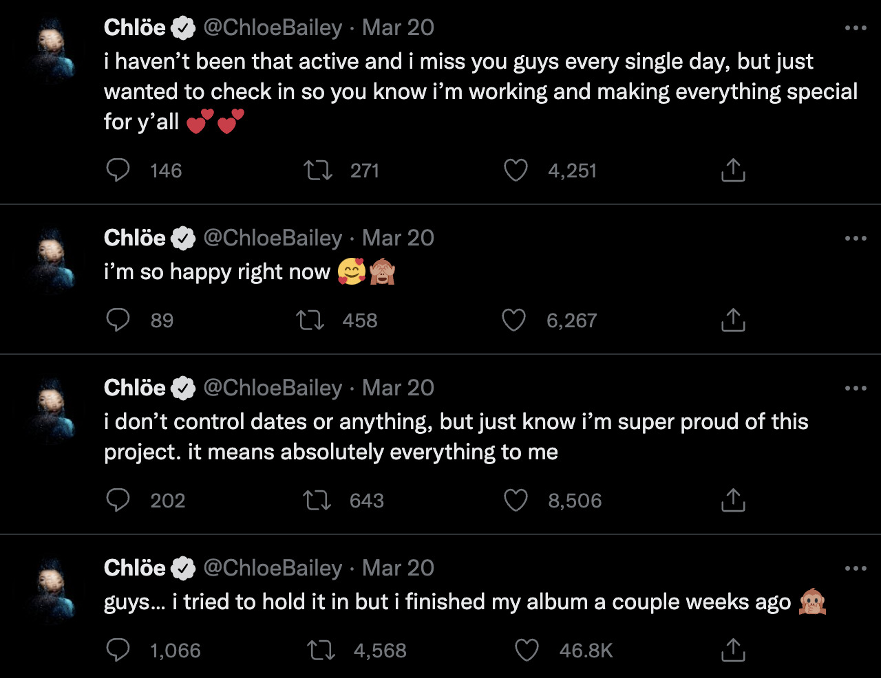 Chlöe Announces Completing Her Album, Gushes Over How &Quot;Super Proud Of This Project&Quot; She Is, Yours Truly, News, April 22, 2024