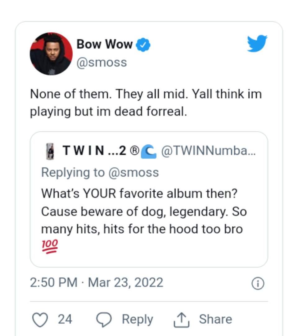 Bow Wow Says All His Projects Are “Mid&Quot; In Twitter Q&Amp;A, Yours Truly, News, May 9, 2024