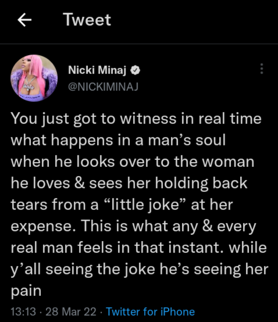 Nicki Minaj Shows Support For Will Smith Following Chris Rock Oscar Slap, Yours Truly, News, March 3, 2024