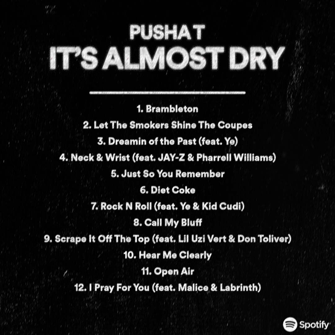 Pusha T Unveils Tracklist For New Album, ‘It’s Almost Dry’, Yours Truly, News, April 27, 2024