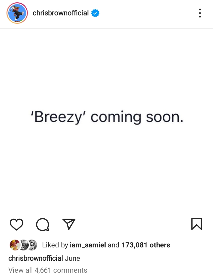 Chris Brown Will Drop ‘Breezy’ Album In June, Yours Truly, News, May 5, 2024