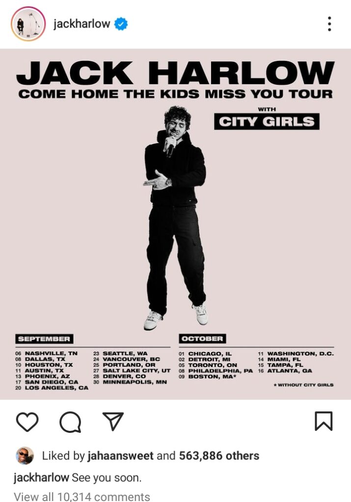 Jack Harlow Announces &Quot;Come Home The Kids Miss You Tour&Quot;, Yours Truly, News, May 2, 2024