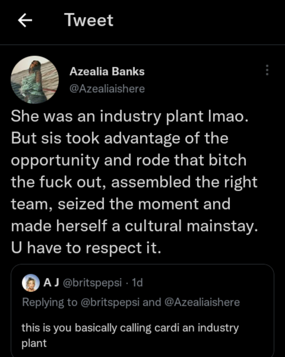 Cardi B Is Referred To As A &Quot;Industry Plant&Quot; By Azealia Banks, Who Also Attacks Iggy Azalea, Yours Truly, News, March 3, 2024