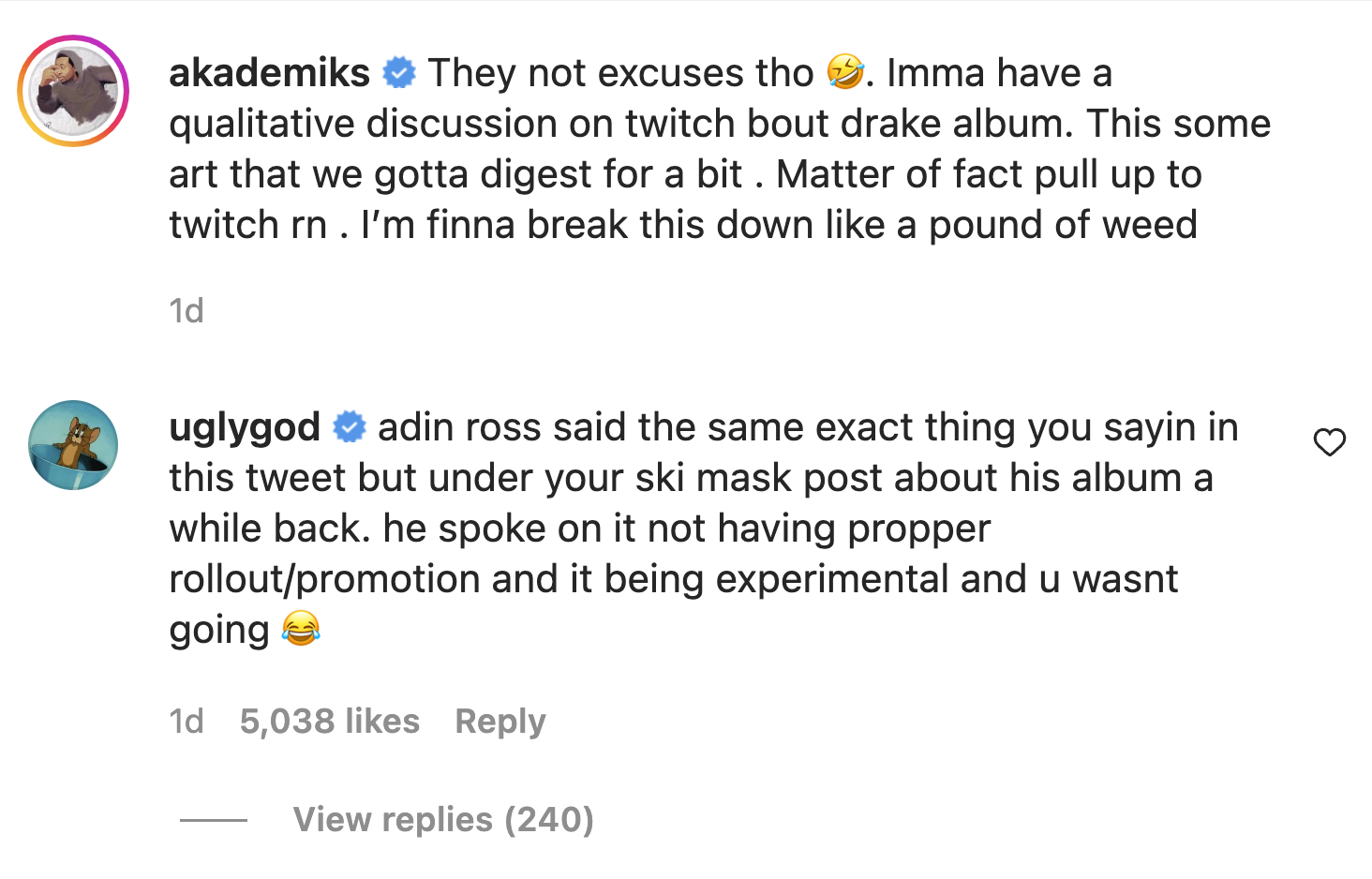 Dj Akademiks And Ugly God Go Back-And-Forth Over Drake'S &Quot;Honestly, Nevermind&Quot;, Yours Truly, News, April 24, 2024