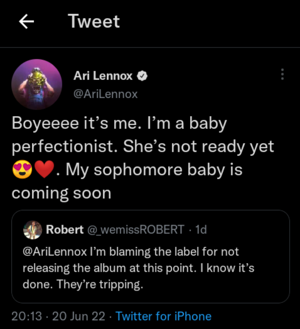Ari Lennox Explains Why Her Sophomore Album Isn'T Out Yet, Yours Truly, News, February 28, 2024