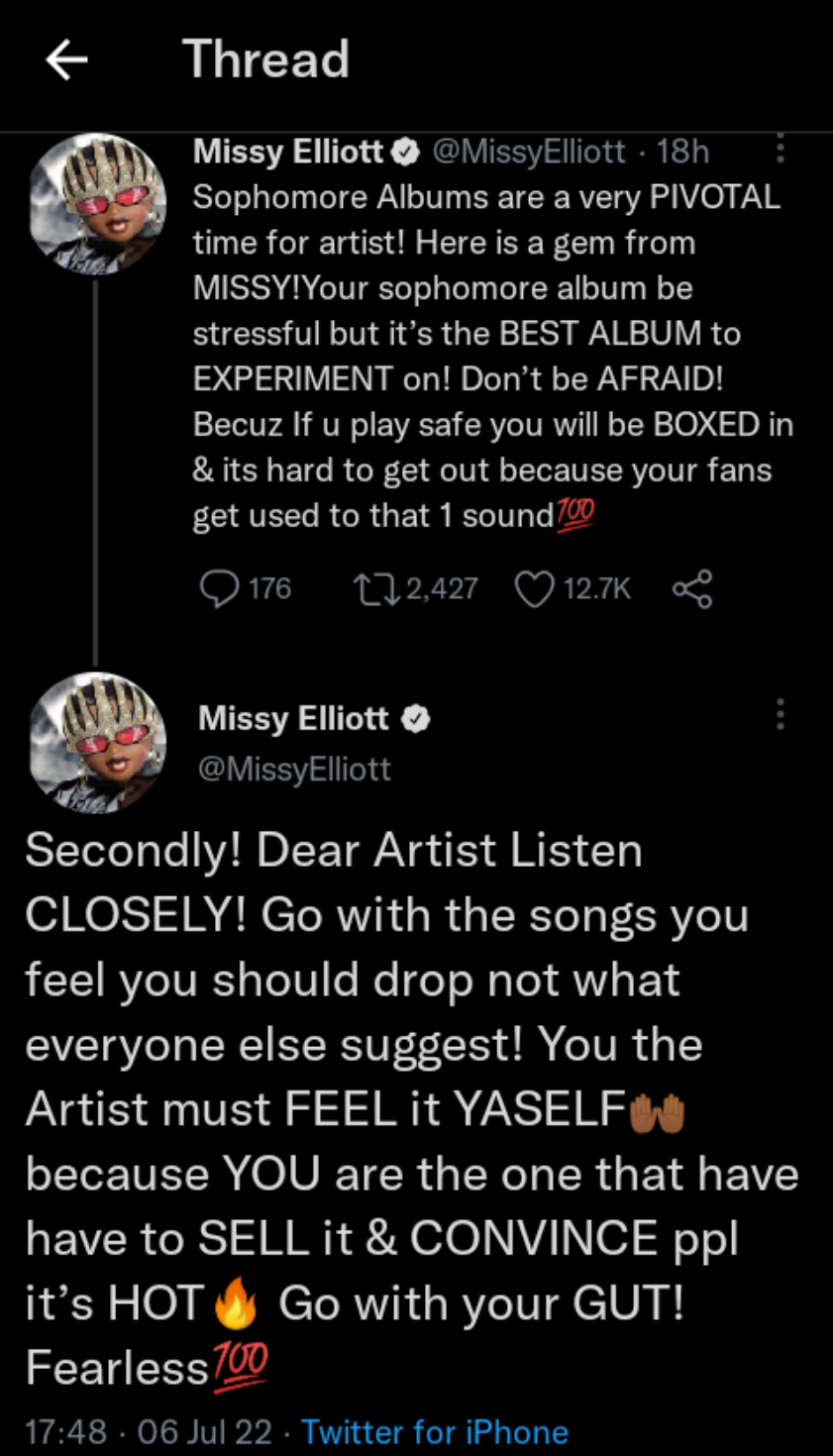 Missy Elliott Offers Free Expert Advice On Sophomore Albums, Yours Truly, News, September 26, 2023
