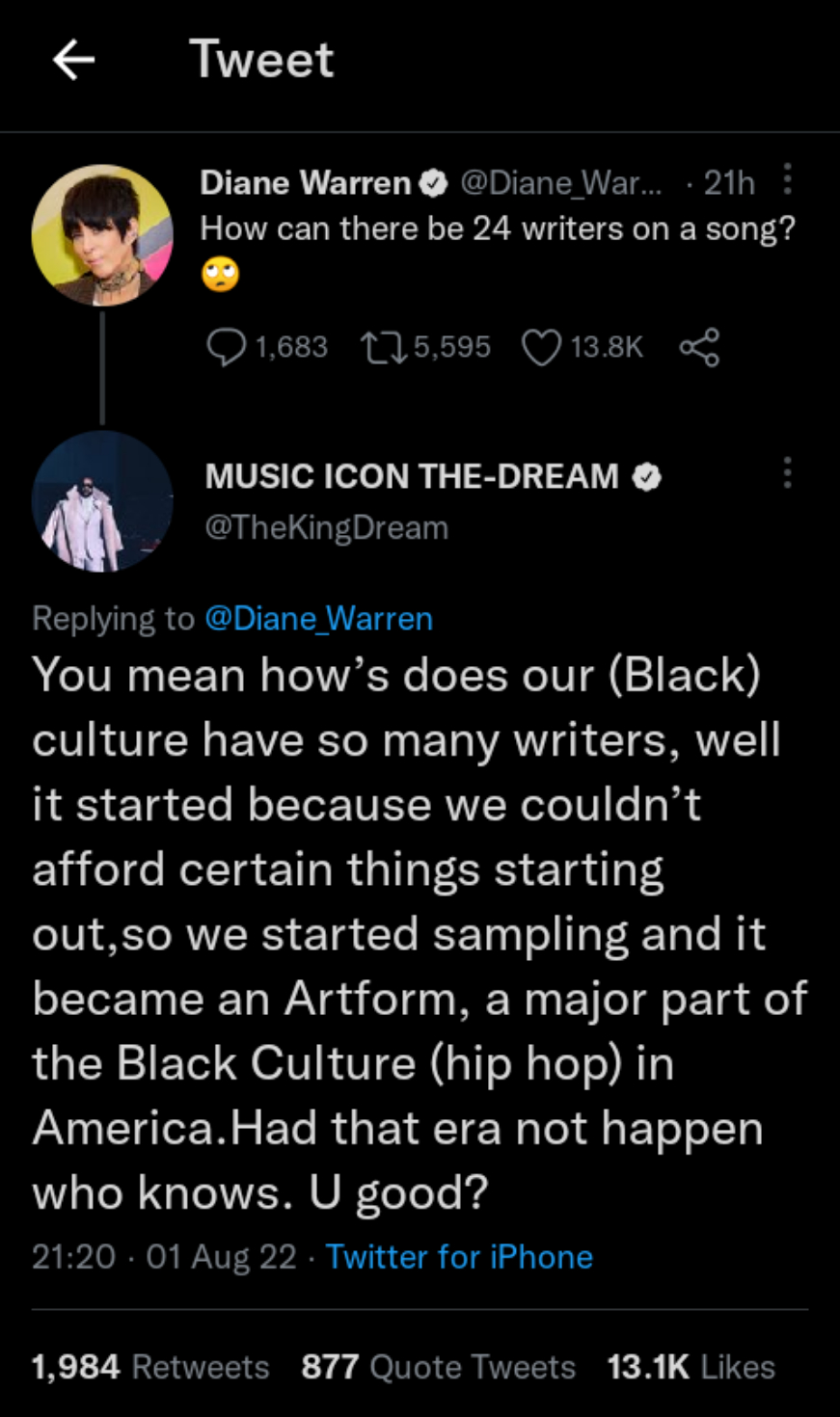 The-Dream Schools Renowned Songwriter, Diane Warren, On Why Beyoncé Lists 24 Writers On One Track, Yours Truly, News, August 14, 2022