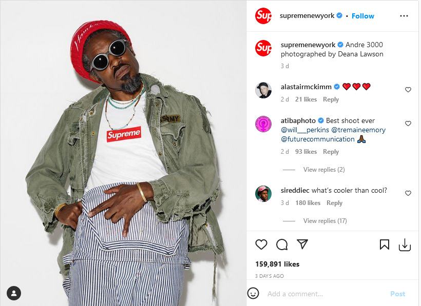 Supreme Might Collaborate With André 3000 For New Fall/Winter 2022 Collection, Yours Truly, News, December 4, 2022