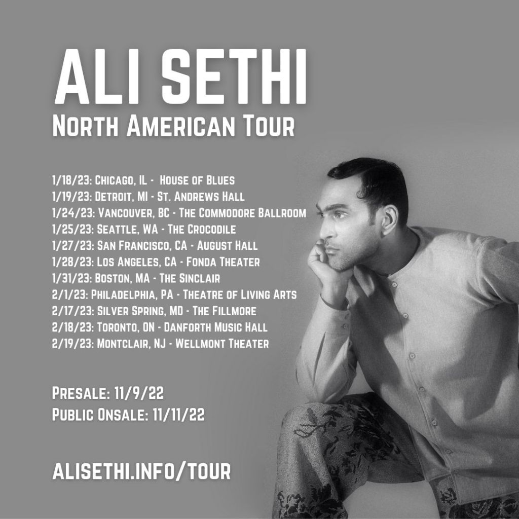 Ali Sethi Announces 2023 North American Tour Dates, Yours Truly, News, November 30, 2022