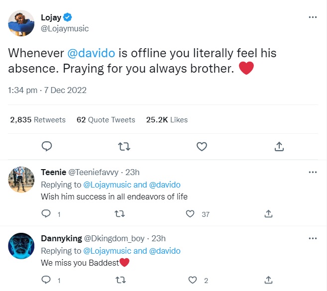 Lojay Writes A Heartwarming Message In Davido'S Honor, Yours Truly, News, February 9, 2023