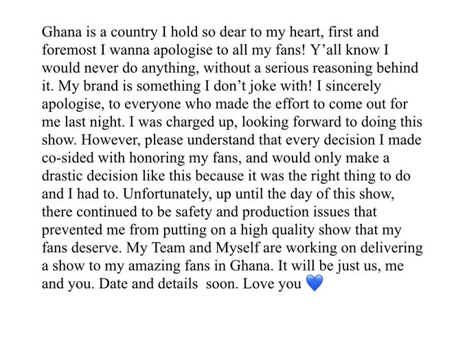 Wizkid Issues Official Statement Regarding Absence From Ghana Performance, Yours Truly, News, June 2, 2023