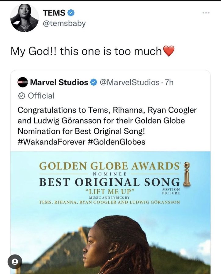 Waje And Yemi Alade Comment On Tem'S Nomination For A Golden Globe, Yours Truly, News, February 8, 2023