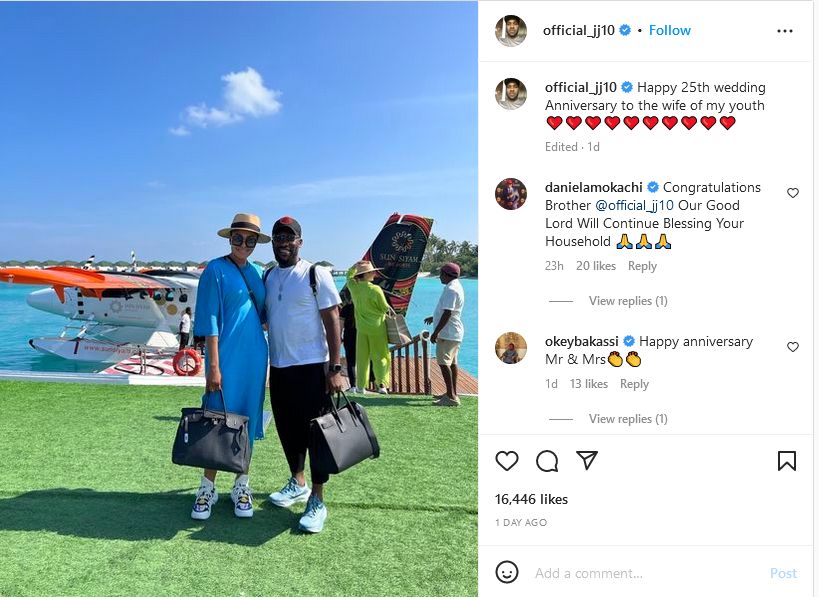 Austin &Quot;Jay Jay&Quot; Okocha &Amp; Wife Nkechi Celebrate 25Th Wedding Anniversary (Pictures), Yours Truly, News, November 28, 2023