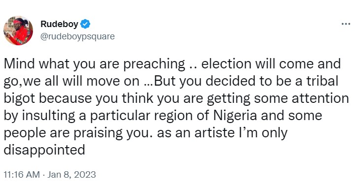 Paul Okoye Criticizes Brymo For His Consistent Anti-Igbo Comments, Yours Truly, News, October 4, 2023