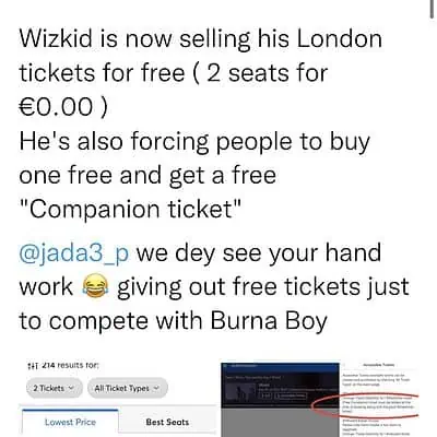 Wizkid And Burna Boy Are Allegedly Offering A &Quot;Buy One, Get One Free&Quot; Deal To Fill Their Different Stadium Venues, Yours Truly, News, March 24, 2023