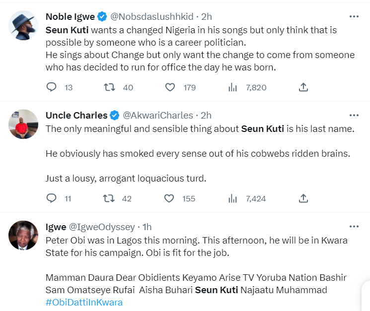 Seun Kuti Attacked For Speaking Against Peter Obi'S Effort To Become Nigeria'S Next President, Yours Truly, News, March 22, 2023