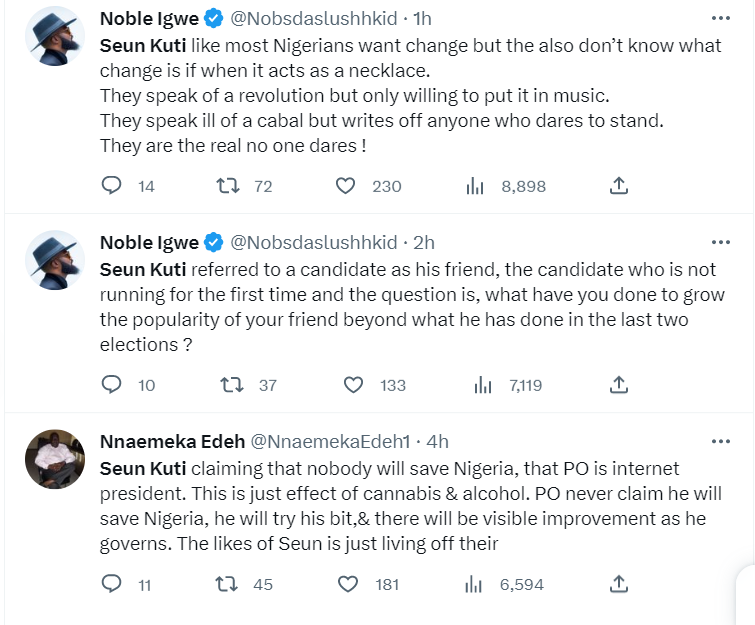 Seun Kuti Attacked For Speaking Against Peter Obi'S Effort To Become Nigeria'S Next President, Yours Truly, News, November 29, 2023