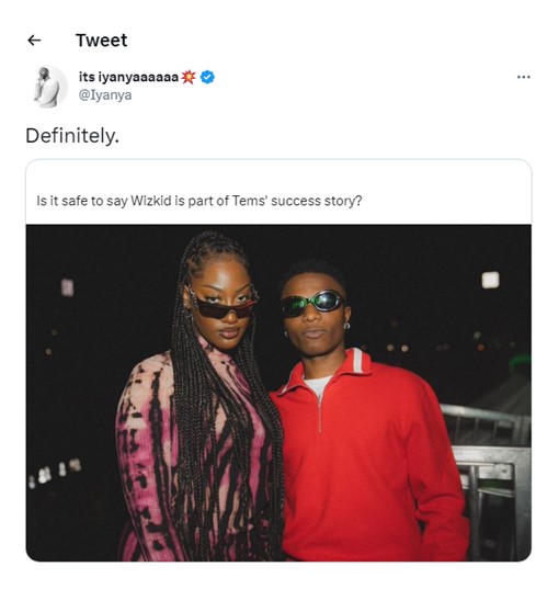 Iyanya Affirms Wizkid'S Contribution To Tems' Success, Yours Truly, News, May 8, 2024