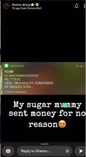 Dremo Shows Off Unexpected 500K Cash Gift From Sugar Mummy, Yours Truly, News, September 23, 2023