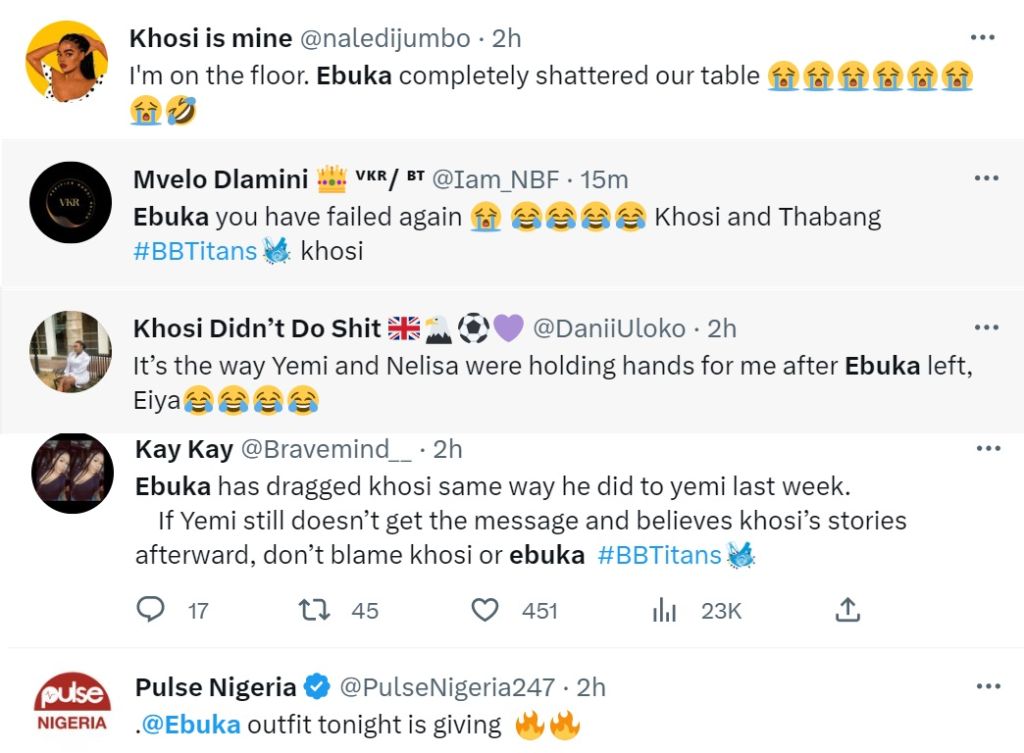 Bbtitans: Ebuka Explores Drama And Tension Between Khosi, Thabang And Yemi, Yours Truly, Top Stories, March 22, 2023
