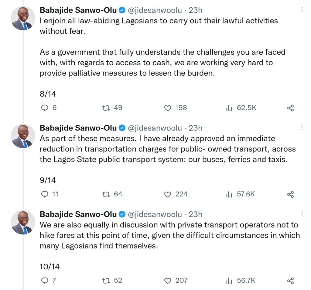 Lagos Governor, Sanwo-Olu Appeals For Calm Amidst Fuel And Currency Scarcity Crises, Yours Truly, Top Stories, April 2, 2023