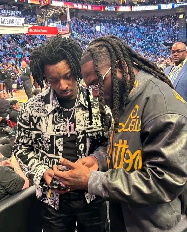 Collaboration On The Way?: Burna Boy &Amp; 21 Savage Exchange Contacts At Nba All-Star Game, Yours Truly, News, October 4, 2023
