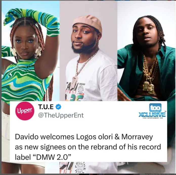 Dmw 2.0: Davido Signs Two New Artistes Logos Olori, Morravey To Rebranded Dmw Label, Yours Truly, News, May 5, 2024