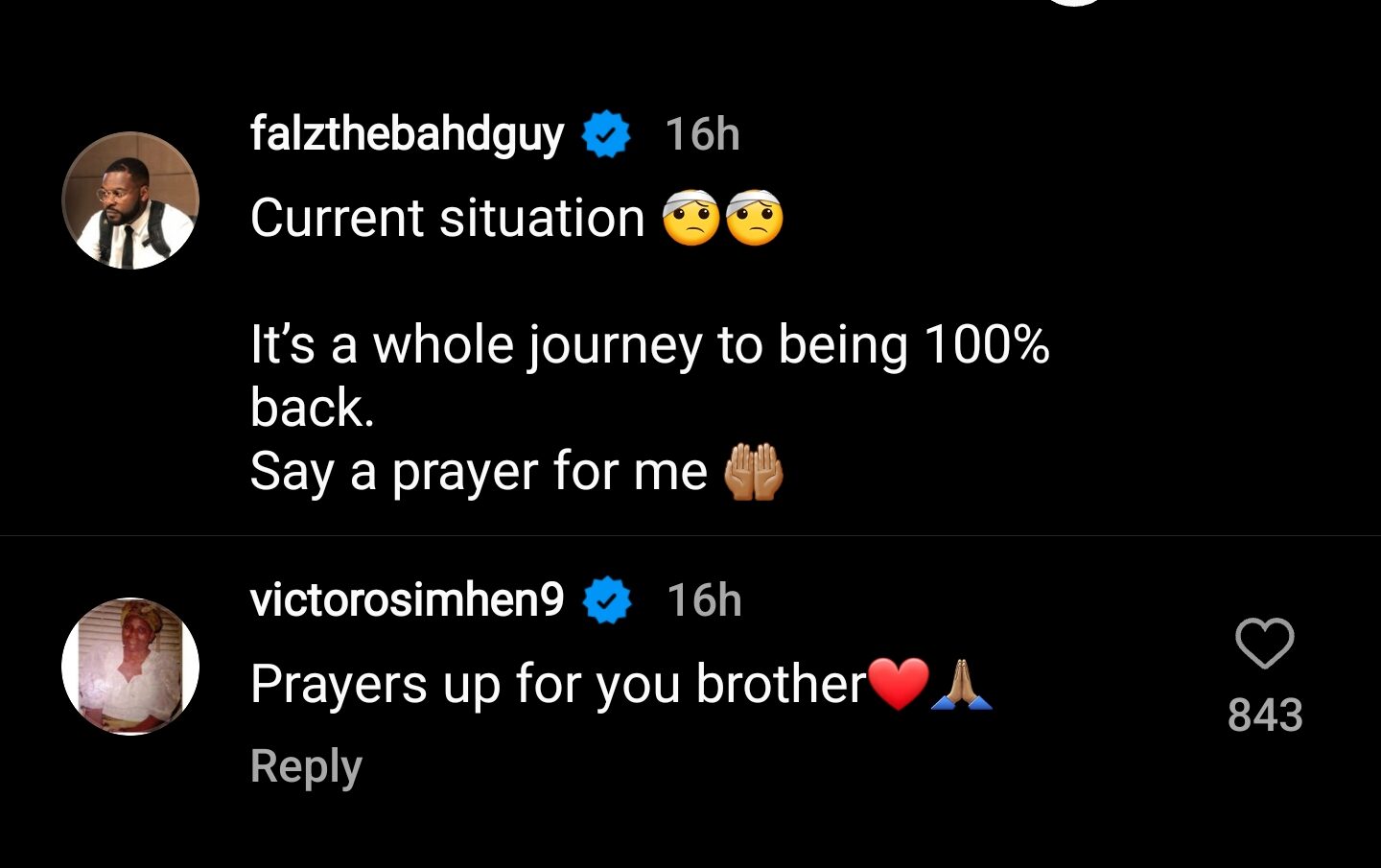 Victor Osimhen And Wilfred Ndidi React Following Falz'S Surgery In The Uk, Yours Truly, News, April 29, 2024
