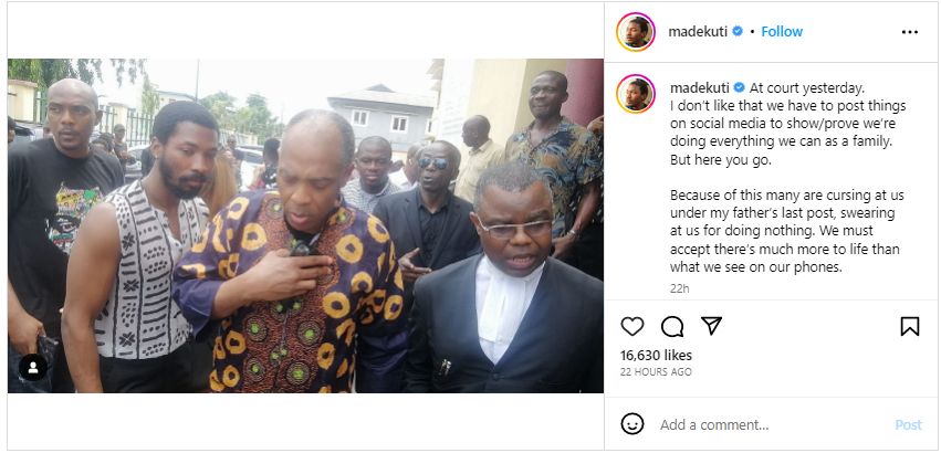 Made Kuti Reacts To Seun Kuti'S Arrest And Negative Comments On Social Media, Yours Truly, Top Stories, December 3, 2023