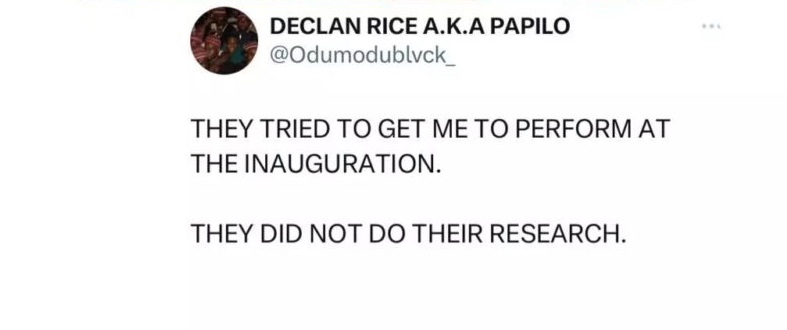 Odumodublvck Declines Invitation To Perform At 2023 Presidential Inauguration, Yours Truly, News, June 5, 2023