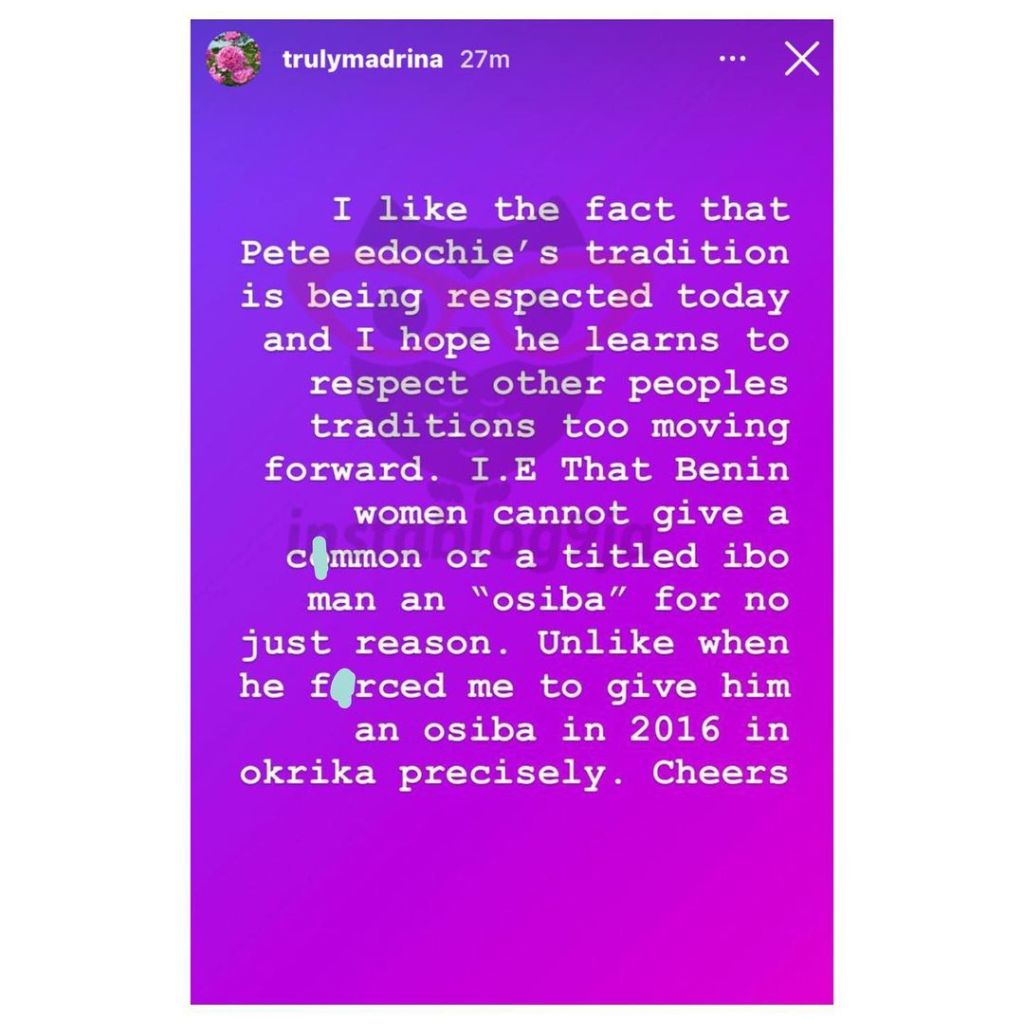 Cynthia Morgan Calls Out Veteran Actor Pete Edochie Over Cultural Disrespect, Yours Truly, News, June 5, 2023