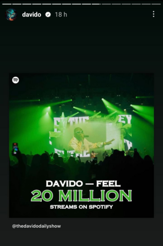 &Quot;Feel&Quot; By Davido Hits A New Milestone On Spotify, Yours Truly, News, April 30, 2024