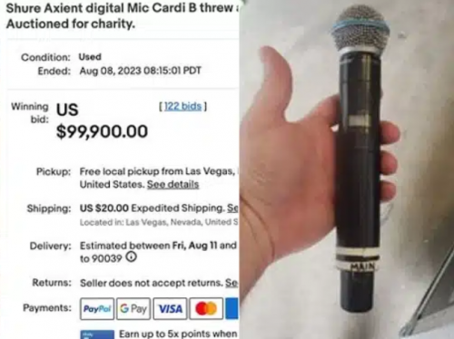 Cardi B’s Controversial &Quot;Thrown Mic&Quot; Sells For $100,000 On Ebay Following Bidding Auction, Yours Truly, News, May 13, 2024