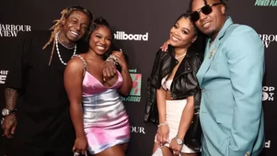 Lil Wayne And Nas Proudly Display Their Daughters At The Hip Hop 50 Billboard Event, Yours Truly, Nas, September 23, 2023
