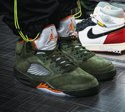 The New Air Jordan 5 “Olive” On-Foot Photos Have Finally Been Released ...