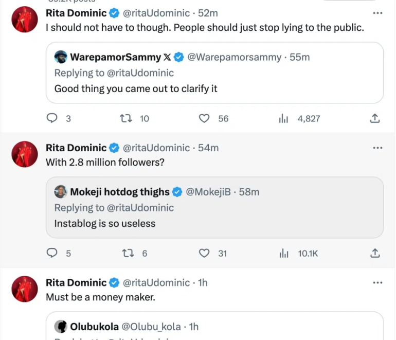 Rita Dominic Denies Welcoming Twins; Calls Out &Quot;Source&Quot; For Erroneous Rumour, Yours Truly, News, April 28, 2024