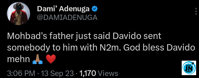 Reactions Trail On Social Media As Davido Sends Financial Support Of N2M To Mohbad’s Family, Yours Truly, News, December 2, 2023