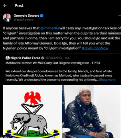 Sowore Criticizes The Nigerian Police Regarding Mohbad'S Death Investigations, Yours Truly, News, April 28, 2024