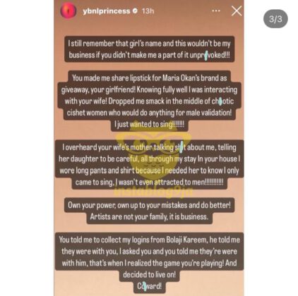 Former Ybnl Signee, Temmie Ovwasa, Claims Olamide Cheated On His Wife With Presenter, Maria Okan, Yours Truly, News, September 26, 2023