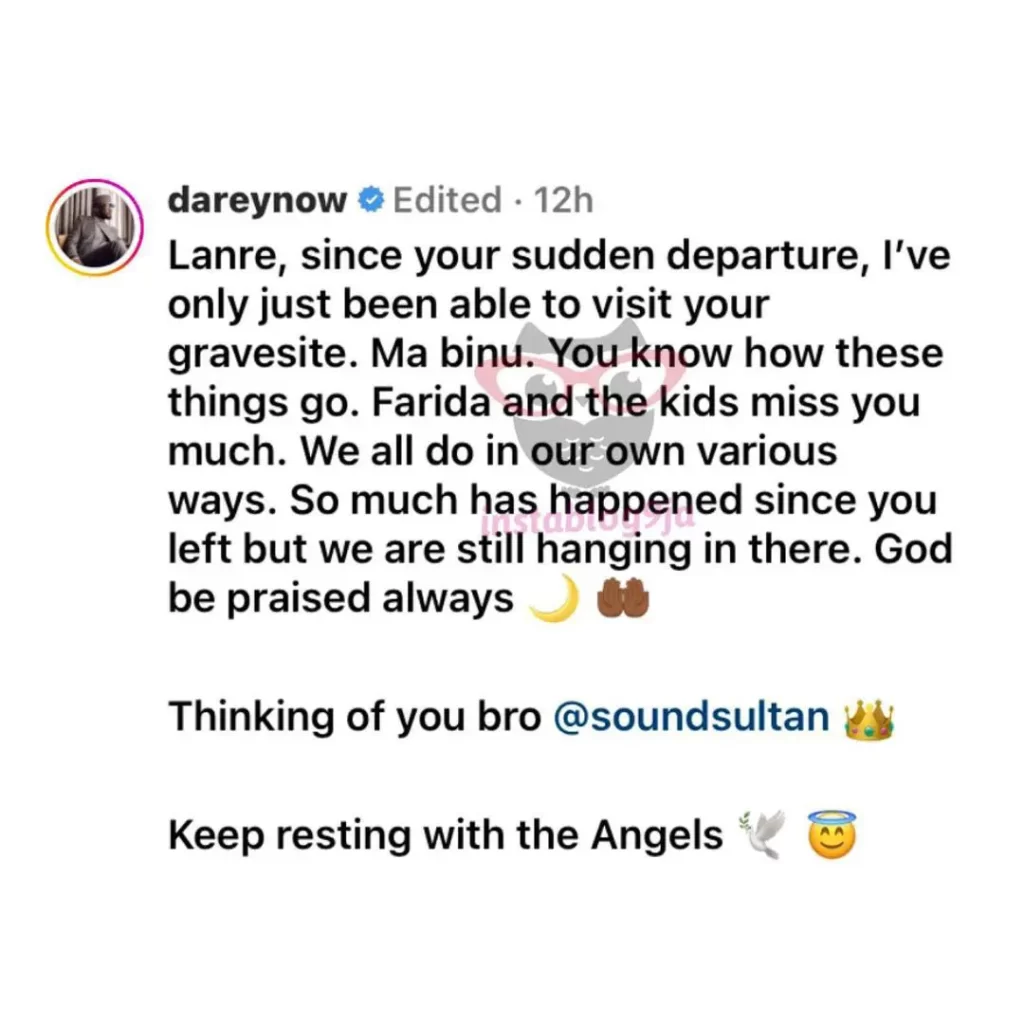 Darey Art Alade'S Emotional Tribute: Visits Sound Sultan'S Grave, Yours Truly, News, May 21, 2024