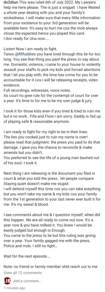 Oap Dotun Calls Out Estranged Wife And Demands Access To His Kids In Social Media Rant, Yours Truly, News, April 29, 2024