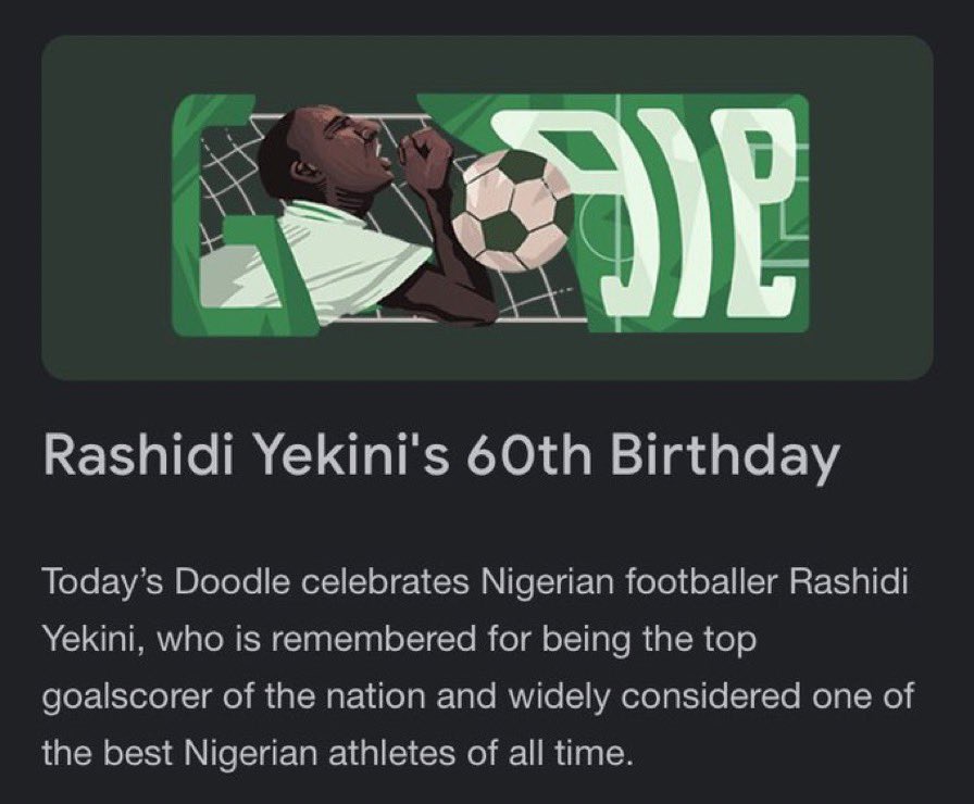 Rashidi Yekini'S Legacy Celebrated By Google Doodle On 60Th Birthday, Yours Truly, News, May 13, 2024