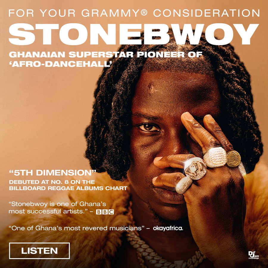 Netizens Continue To React As Stonebwoy Eyes Grammy With &Quot;For Your Grammy Consideration&Quot; Banner, Yours Truly, News, May 13, 2024