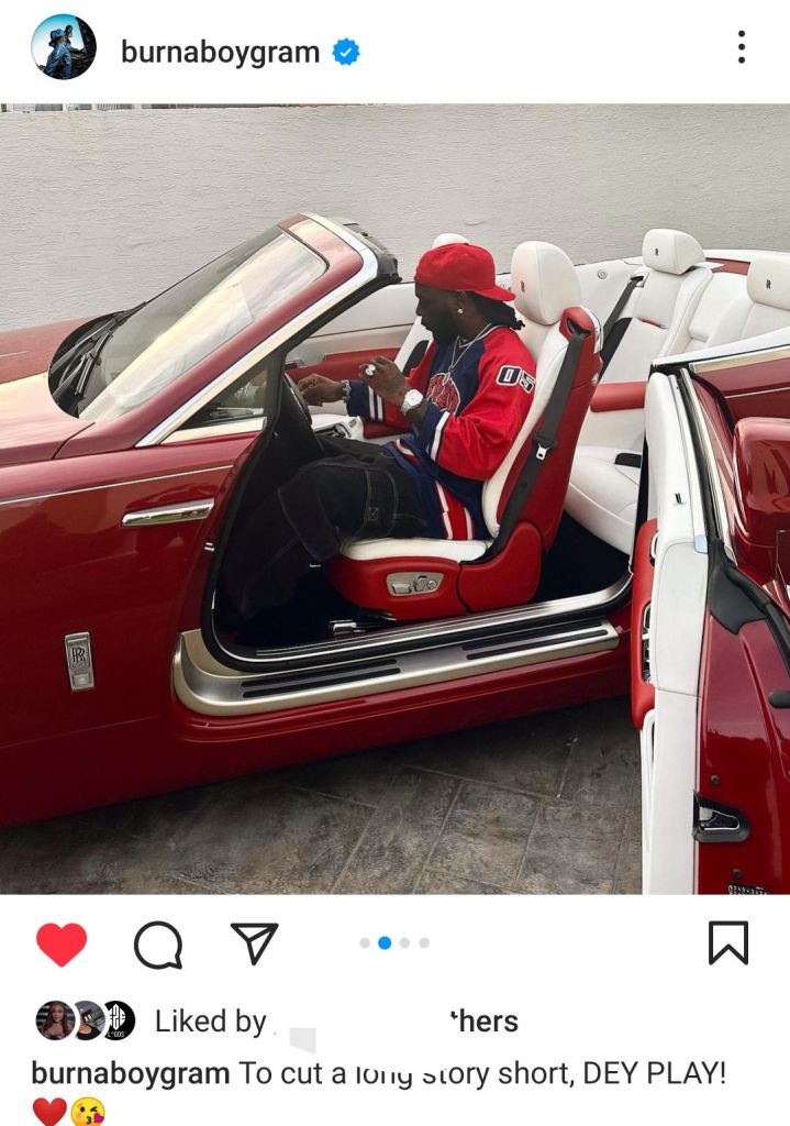 Burna Boy Flaunts Luxury Cars On Social Media To Fans Reaction, Yours Truly, News, April 28, 2024